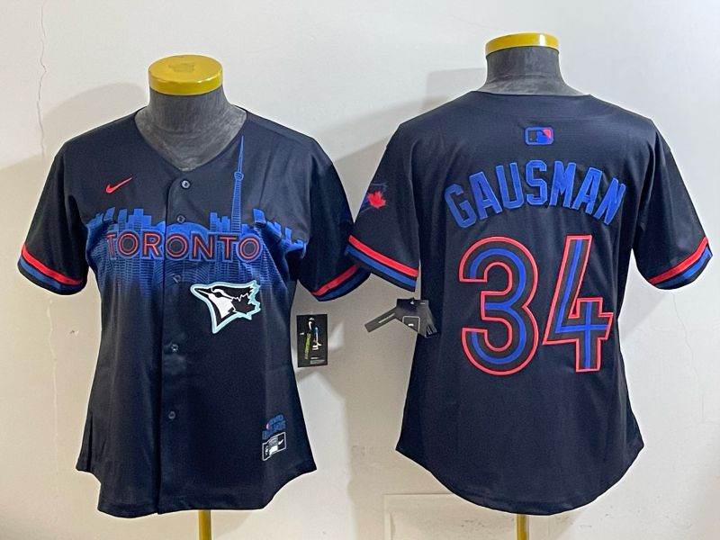 Women 2025 Nike Toronto Blue Jays #34 Gausman Blue Game MLB Jersey 02->women mlb jersey->Women Jersey